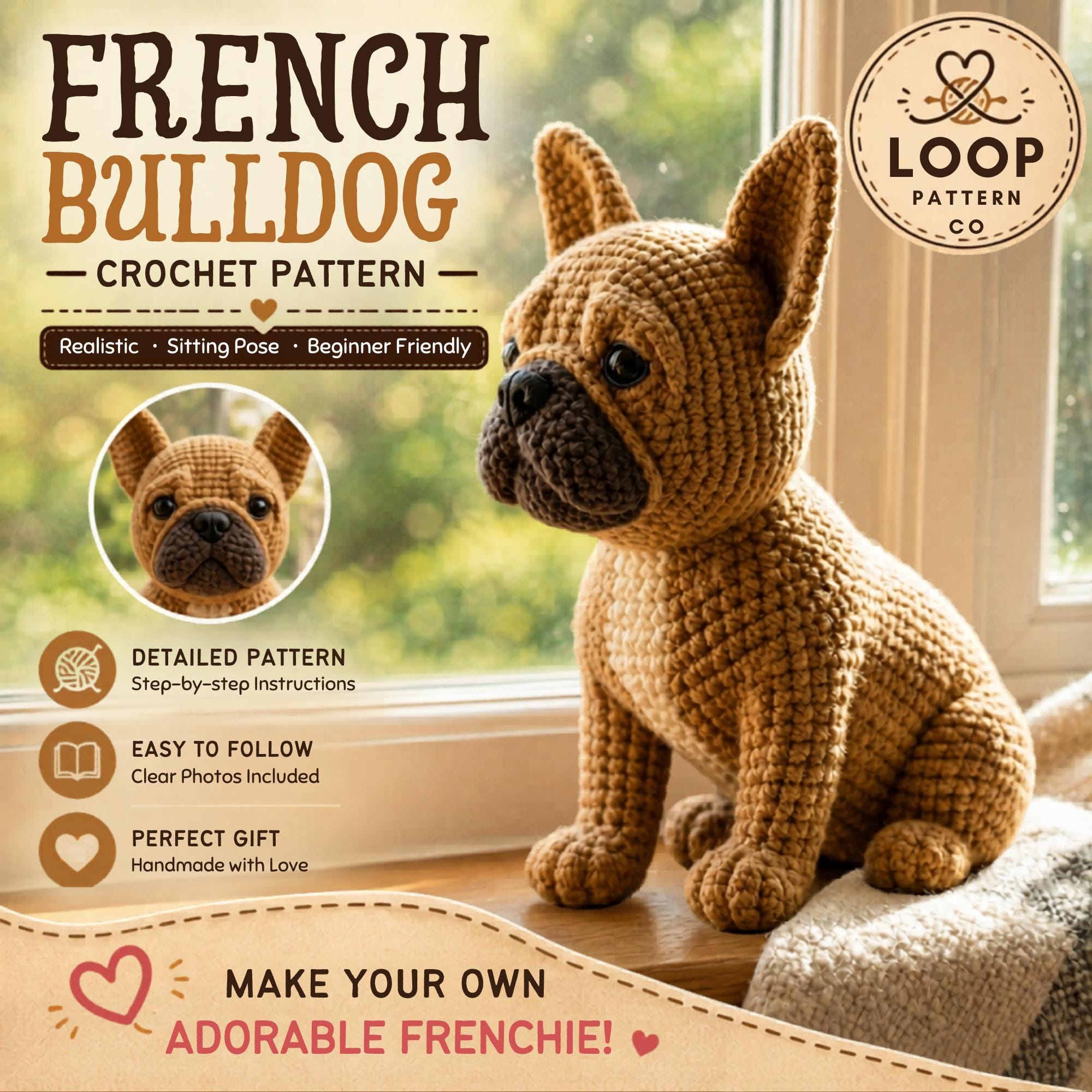 38 French Bulldog Crochet Patterns for Adorable Amigurumi Dogs 19 Realistic French Bulldog