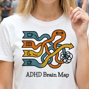 ADHD Brain Map Illustration T-Shirt | Neurodiversity Thought Process Tee