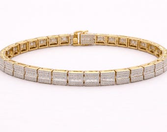 Men's Tennis Bracelet 3.9cts, 10K Yellow Gold