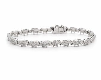 Elephant Tennis Bracelet: Sterling Silver and 2.02ct Natural Diamonds