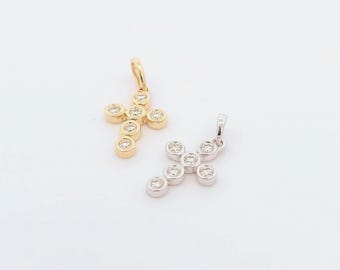 Small Cross Bezel Set Natural Diamond: 14K Gold