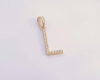Initials Letter "L" 14K and diamonds
