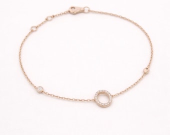 Initials "O" Bracelet: Diamond and 14K Yellow gold