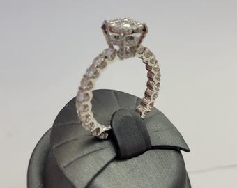 3.0 total ct Natural Diamonds Eternity Engagement Ring in 14K White Gold