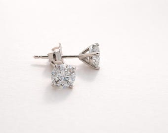 14K White or Gold Lab Diamond Studs with 4 Prong Martini Set
