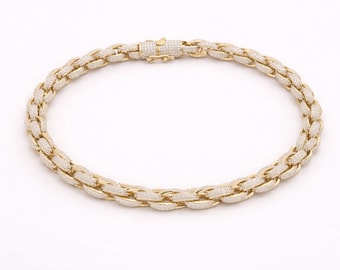 Men Diamond Link Bracelet, 6.17ct: 10K Yellow Gold