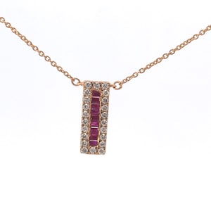 Ruby and Diamond Necklace: 14K Yellow