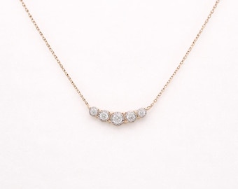 14K Graduated Diamond Bar Pendant