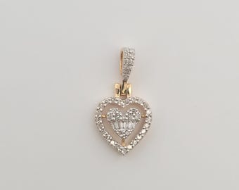 HEART Charm 0.31ct Natural Diamonds, 14K solid gold