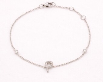 Initials "P" bracelet in 14K white gold