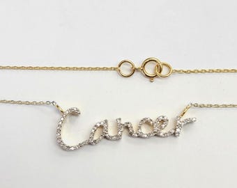 CANCER Zodiac Sign pendant in 14K Gold and 0.19ct Natural Diamonds