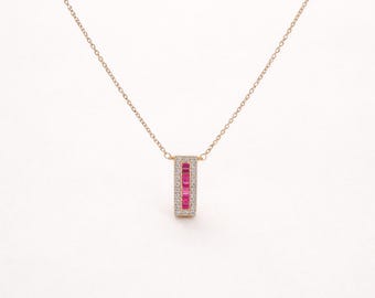 Ruby and Diamond Necklace: 14K Yellow