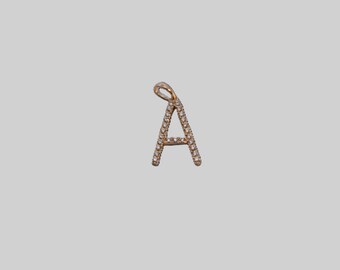 Initials Letter "A" Diamond and 14K Gold