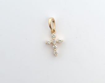 Dainty Diamond Cross, 0.08ct, 14K Gold