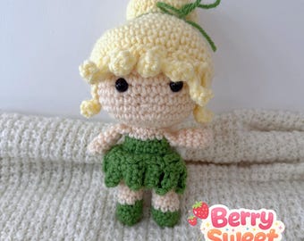 Gehäkelte Tinkerbell Doll | Handgemachtes Plüschtier | Amigurumi-Puppe Geschenk für Kinder | Weiche Stoffpuppe | Versandfertig