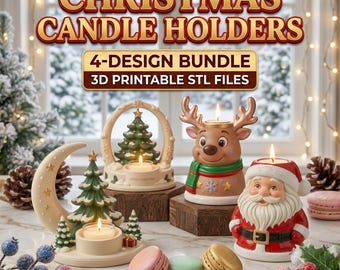 Christmas Candle Holders STL Bundle | 3D Printable Files | Tealight Stands | Digital Download
