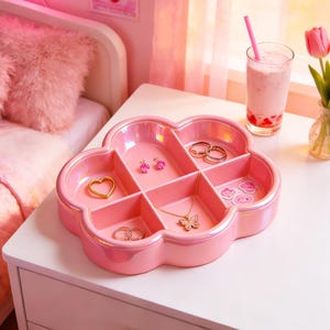 Cloud Jewelry Storage Organizer Tray STL File | Pink Vanity Ring Dish Bedroom Decor