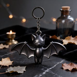 Gothic Bat Keychain STL File | Halloween Bat Bag Charm 3D Print Witchy Dark Romance