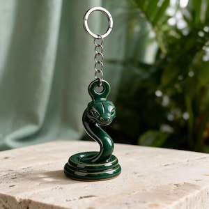 Coiled Snake Keychain STL File | Gothic Dark Fantasy Serpent Bag Charm Pendant