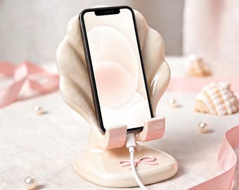 Soporte para teléfono Coquette Bow Seashell (archivo STL) / Base de carga (impresión 3D)