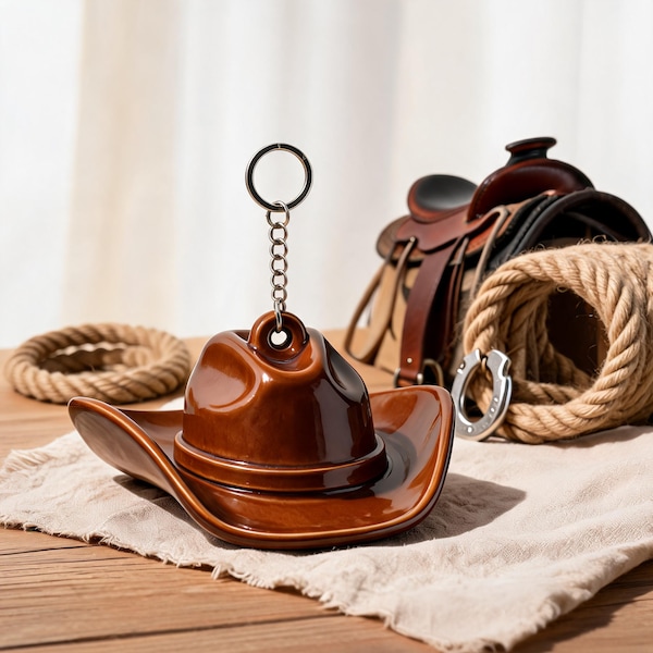 Cowboy Hat Keychain STL File | Western Country Bag Charm Pendant 3D Print