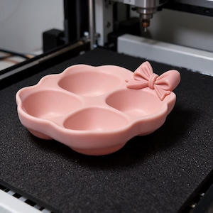 Coquette Bow Makeup Organizer Vanity Tray STL File | Wavy Ring Dish  Desk Decor Gift