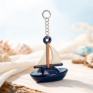 STL-Datei für einen Segelboot-Schlüsselanhänger | Nautischer Küsten- und Ozean-Taschenanhänger (3D-Druck)