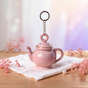 Tekanna nyckelring STL-fil | Kawaii Cottagecore väska Charm teälskare hänge 3D-utskrift