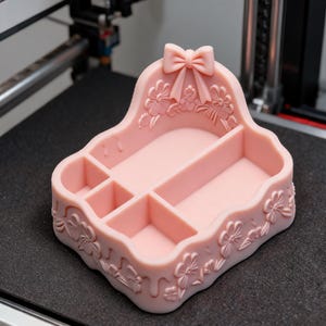 Floral Bow Jewelry Organizer Tray STL File | Coquette Vanity Ring Dish Room Decor