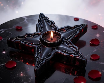 Portavelas Estrella Oscura Archivo STL / Bandeja Gótica Celestial Decoración Romántica Oscura Regalo para Ella