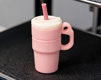 Llavero con forma de vaso térmico (archivo STL) / Llavero con forma de vaso con pajita / Regalo ideal para ella / Accesorios