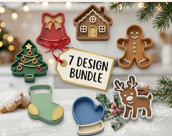 Paquete de cortadores de galletas navideñas en formato STL / 7 archivos imprimibles en 3D / Set para hornear / Descarga digital