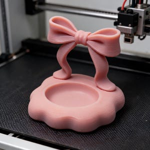 Coquette Rosett Smyckeshållare Sminksvampställ STL-fil | 3D-utskrivbar sminkbordsorganisatör