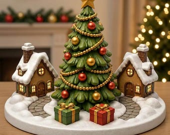 Christmas Tree Village STL Bundle | 3D Printable Files | Tabletop Decorations | Digital Download