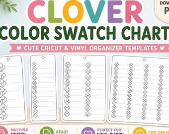 Paquete de tablas de muestras Clover / PDF imprimible de Nuancier / 12 24 48 96 muestras / Rastreador de colores para lápices de colores y marcadores
