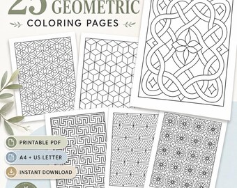 Dibujos para colorear con patrones geométricos relajantes para adultos, personas mayores, principiantes y amantes de colorear para aliviar el estrés. Incluye tamaños A4 y Carta estadounidense.
