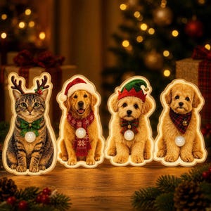 Personalized Dog Cat Night Light Custom Portrait Motion Sensor Christmas Decor for Pet Parents