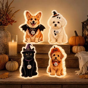 Custom Pet Night Light Personalized 3D Photo Motion Sensor Halloween Decor for Dog Lovers