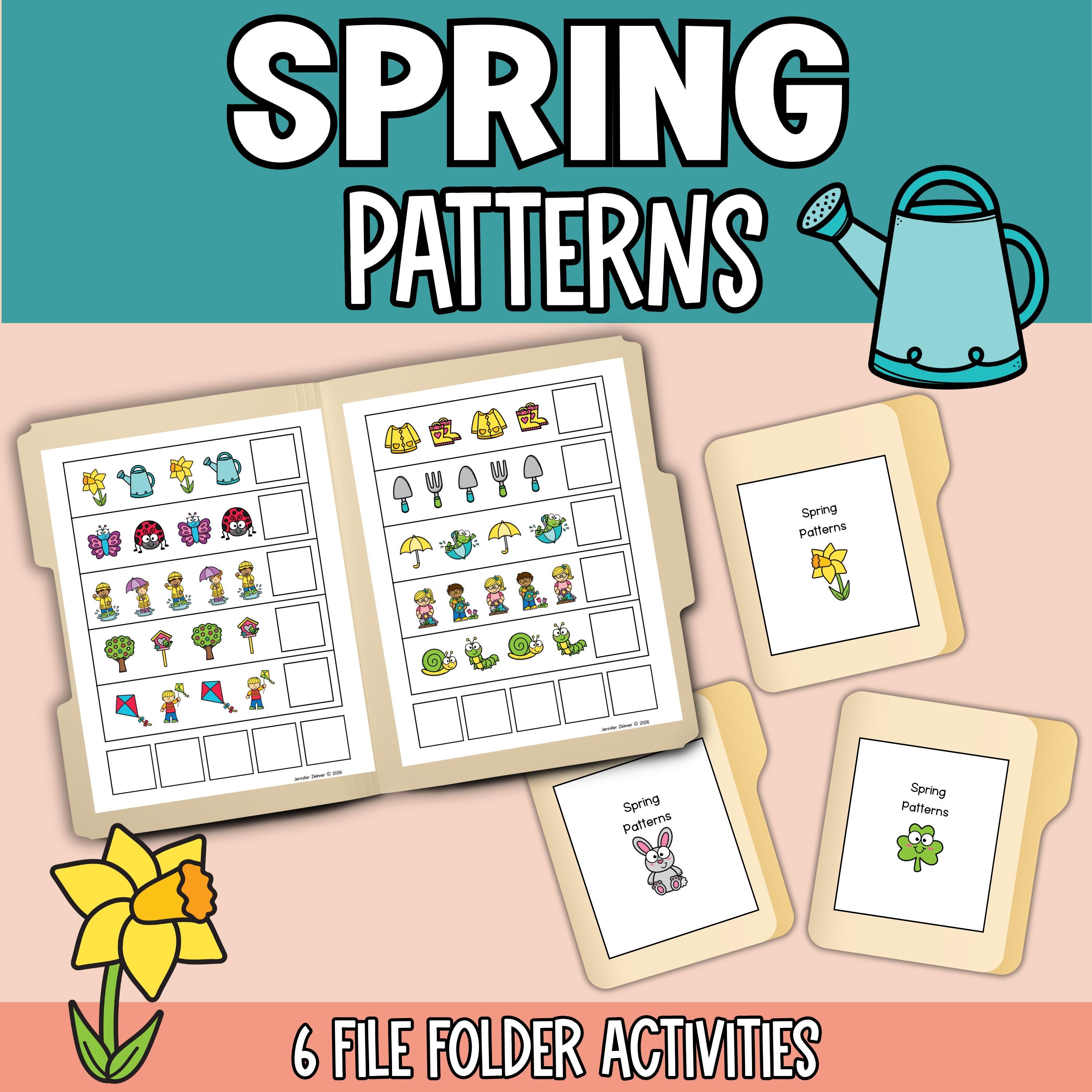 Spring Patterns File Folder Math Activities | Games for K - 2nd & SPED ...