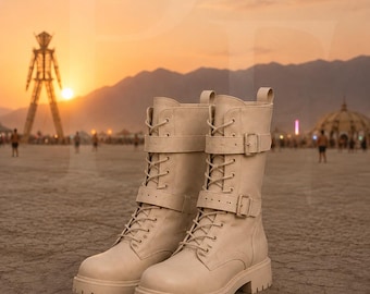 Burning Man Combat Boots | Desert Festival, Post-Apocalyptic Cosplay Footwear