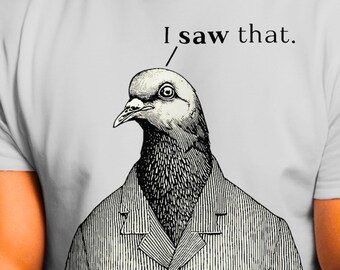 Judgy Victorian Pigeon T-Shirt | Bird Illustration Tee | Organic cotton Tee