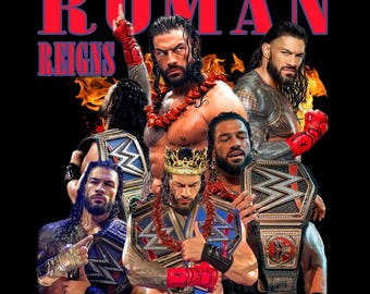 Roman Reigns PNG: Projekt koszulki zapaśniczej 300 dpi (plik cyfrowy)
