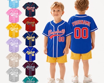 Personalized Baseball Jersey for Kids, Custom Name Number Toddler Birthday Outfit