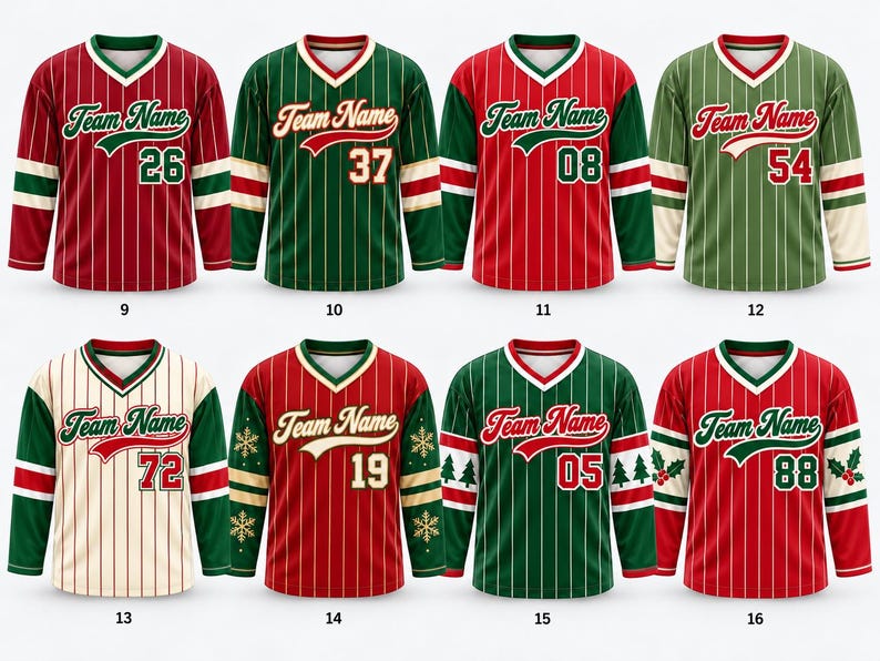 Snowflake Font Numbers Custom Christmas Hockey Jersey Personalized Name & Number, Family ...