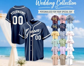 Personnalisé marié garçon d'honneur mariée enterrement de vie de jeune fille maillot de baseball, chemise assortie pour mariage