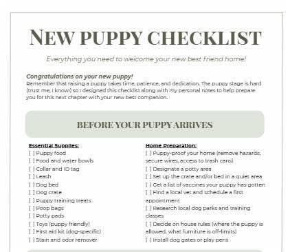 New Puppy Checklist | Printable PDF | Editable | Canva Template ...