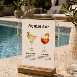 Sommarmeny med signaturdrinkar, Aperol Spritz-skylt för bar, Limoncello-cocktailmeny, dekoration för poolparty, mall för bröllopsdrinkar