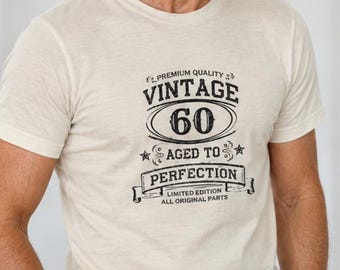 60-årsdag T-shirt - Åldrad till perfektion - Vintage rolig 60-årsdagströja - 60-årspresent - Herr Dam födelsedagströja