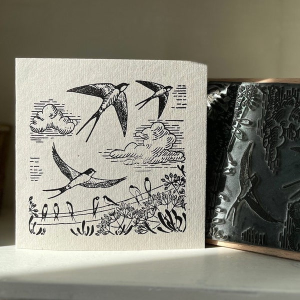 Swallow Scene Rubber Stamp | Greetings Card Stamp | Bird Stamps | Wildlife Stamp | Eco Friendly Stamps | English Stamp Company