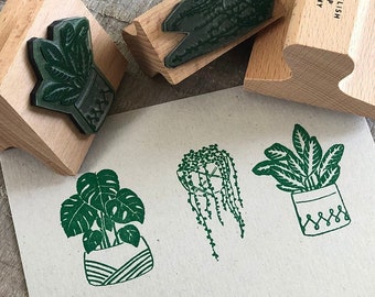 Houseplants Rubber Stamp Set | Natural Stamp Set | Card Making Rubber Stamps | Plant Stamps